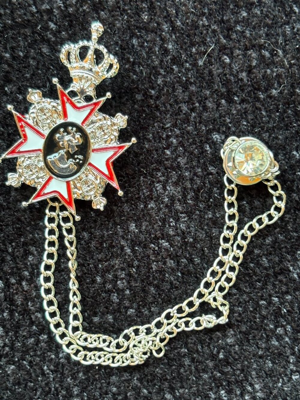 Two Part Brooch with Cross & Crown-New